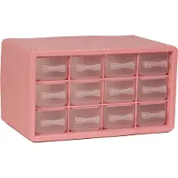 Raaco - Storage Box with 12 Drawers - Pink - 14.2 x 24.8 x 14.9 cm