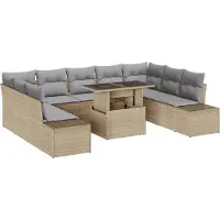 vidaXL Gartensofa-set 10 stk. Beige und Hellgrau Poly-Rattan