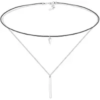 Elli Choker "Halskette Choker Layer Anhänger Dreieck 925 Sterling Silber" Gr. 36, silber, Halsketten, Damen, Silber 925 (Sterlingsilber), Choker