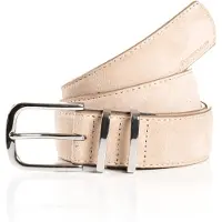 Tom Tailor Synthetikgürtel "TTMILLIE", Damen, Gr. 75, beige (ecru), Materialmix, Gürtel Synthetikgürtel, Veloursleder mit Ziernähten – 3,5 cm breit