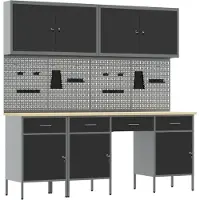 vidaXL Werkbank mit Speicher 10 pcs Schwarz Ingenieure Holz und Stahl