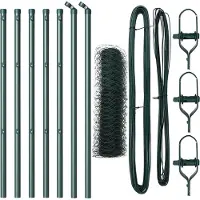 vidaXL Bodenmontierter Sechseckzaun 10 x 0,6 m PVC-beschichteter Stahl