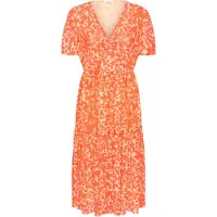 Soaked in luxury Jerseykleid "Damen Jerseykleid SLAldora", Damen, Gr. S, N-Gr, orange (tangerine tango leaf), Obermaterial: 95% Polyester PES. 5% Elasthan EL., Kleider Jerseykleid