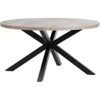 OTTO Esstisch "Charles", beige (natur, schwarz, natur), B:130cm H:77cm T:130cm, Tische, Esstisch, Zeitloser Landhausstil, runder Tisch, 130 cm