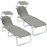 vidaXL Sonnenliege 2 stk. Polyester Grau