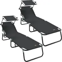 vidaXL Klappbare Sonnenliege 2 stk. Oxford Schwarz