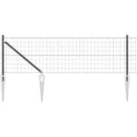 vidaXL Euro-Zaun mit Stacheln 25 x 0,4 m PVC-beschichteter Stahl Grau