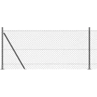 vidaXL Maschendrahtzaun mit Betonsockel 25 x 1 m Grau Netz