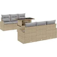 vidaXL Gartensofa-set 7 stk. Beige Poly Rattan