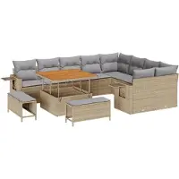 vidaXL Gartensofa-set 12 Stk. 11-Sitzanzahl Beige und Hellgrau