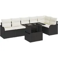 vidaXL Sofa Set 7 stk. Schwarz Poly Rattan