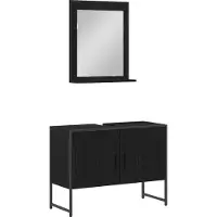 vidaXL Badezimmermöbel-Set 2 Stk. Schwarz Holzwerkstoff