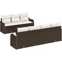 vidaXL Gartensofa-set 8 Stk. 7-Sitzanzahl Braun und Creme
