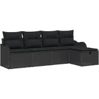 vidaXL Gartensofa-set 5 Stk. 4-Sitzanzahl Schwarz Poly-Rattan