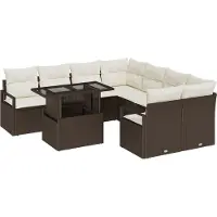 vidaXL Gartensofa-set 9 stk. 8-Sitzanzahl Braun und Creme Poly-Rattan