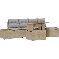 vidaXL Gartensofa-set 6 stk. Beige Poly-Rattan