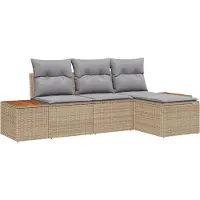 vidaXL Gartensofa-set 4 stk. Beige Poly-Rattan