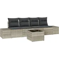 vidaXL Sofa Set 5 stk. Hellgrau [Synthetisch]: Poly Rattan