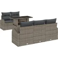 vidaXL Gartensofa-set 6 Stk. Grau Poly Rattan