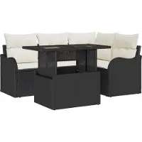 vidaXL Gartensofa-set 5 stk. Schwarz Poly Rattan