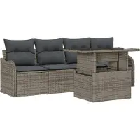 vidaXL Gartensofa-set 5 stk. 4-Sitzanzahl Grau Poly Rattan