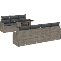 vidaXL Gartensofa-set 8 Stk. 7-Sitzanzahl Grau Poly Rattan