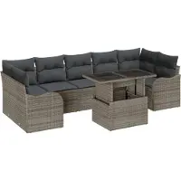vidaXL Gartensofa-set 8 stk. 7-Sitzanzahl Grau Poly Rattan