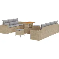 vidaXL Gartensofa-set 10 stk. 9-Sitzanzahl Beige und Hellgrau