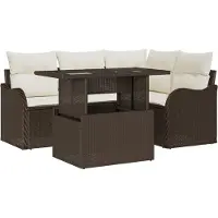 vidaXL Gartensofa-set 5 stk. Braun Poly Rattan