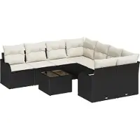 vidaXL Gartensofa-set 9 Stk. 8-Sitzanzahl Schwarz Poly-Rattan