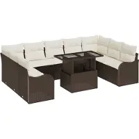 vidaXL Gartensofa-set 10 stk. 9-Sitzanzahl Braun Poly Rattan
