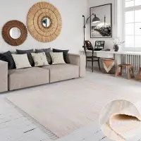 My Home Teppich "Nickelberg", rechteckig, 10 mm Höhe, 90% Baumwolle, handgewebt, mit Fransen, aus recycelten Materialien