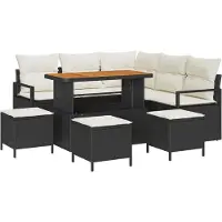 vidaXL Gartensofa-set mit Kissen 9 pcs Schwarz Poly-Rattan
