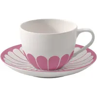 Villeroy & Boch Tasse "Kaffeetasse mit Untertasse Fleur Couleur 160 ml", pink (cassis), 1 tlg., Porzellan, Trinkgefäße, Tasse