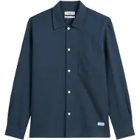 Marc o'polo Langarmhemd DENIM, Herren, Gr. S, N-Gr, blau (azurite), Web, Obermaterial: 53% Leinen, 47% Baumwolle, Manschette, Hemden Langarmhemd, relaxed, Leinenmischung