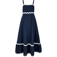 Apricot Volantkleid "mit Zick Zack Abschlüsse", Damen, Gr. S (36), N-Gr, blau (navy), gewebt, Obermaterial: 100% Baumwolle CO., unifarben, Kleider Volantkleid, Trägerkleid
