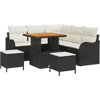 vidaXL Garten-Sofa-Set 8 Stk. 7-Sitzanzahl Schwarz