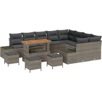 vidaXL Gartensofa-set 13 stk. Grau Poly-Rattan