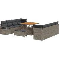 vidaXL Garten-Sofa-Set mit Kissen mit Speicher Grau 100 x 100 x 71 cm