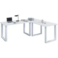 VCM Holz Schreibtisch | Eckschreibtisch schlicht | 190x130 | L Form links oder rechts | Arbeitstisch Platte 50 cm tief | Computertisch Büromöbel - Lona U