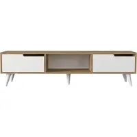 En.casa Fernsehschrank 'Kullila' mit 2 Türen 160 x 35 x 40 cm Eicheoptik/Weiß