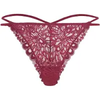 LASCANA String , Damen, Gr. 48/50, 1 Stk., deep berry, Spitze, Obermaterial: 87% Nylon, 13% Elasthan, unifarben, figurbetont, Unterhosen String, aus blättriger Spitze