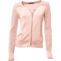 HEINE Strickjacke "Cardigan Feinstrickjacke mit 2-Wege-Reißverschluss", Damen, Gr. 44, rosa, Modisch, Rundhals, Strickjacken Strickjacke