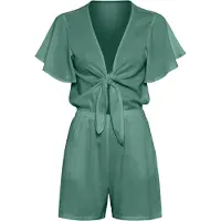 LASCANA Kurzoverall , Damen, Gr. 36, N-Gr, olive, Web, Obermaterial: 100% Viskose, unifarben, figurumspielend kurz, tiefer V-Ausschnitt, Overalls Kurzoverall, aus gewebter Viskose