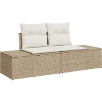 vidaXL Gartensofa mit Kissen Beige 184 x 62 x 69 cm Poly-Rattan