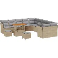 vidaXL Gartensofa-set 13 stk. 12-Sitzanzahl Beige und Hellgrau