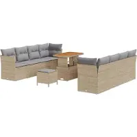 vidaXL Gartensofa-set 11 stk. 8-Sitzanzahl Beige und Hellgrau