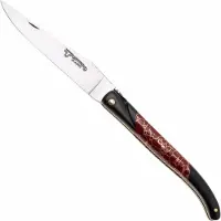 Laguiole En Aubrac Ebony, Jasper Gold Inlay, Handcarved Plates, Taschenmesser, 12 cm