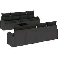 vidaXL Gartensofa-set 9 Stk. 8-Sitzanzahl Schwarz Poly-Rattan