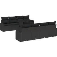 vidaXL Gartensofa-set 9 stk. Schwarz Poly Rattan